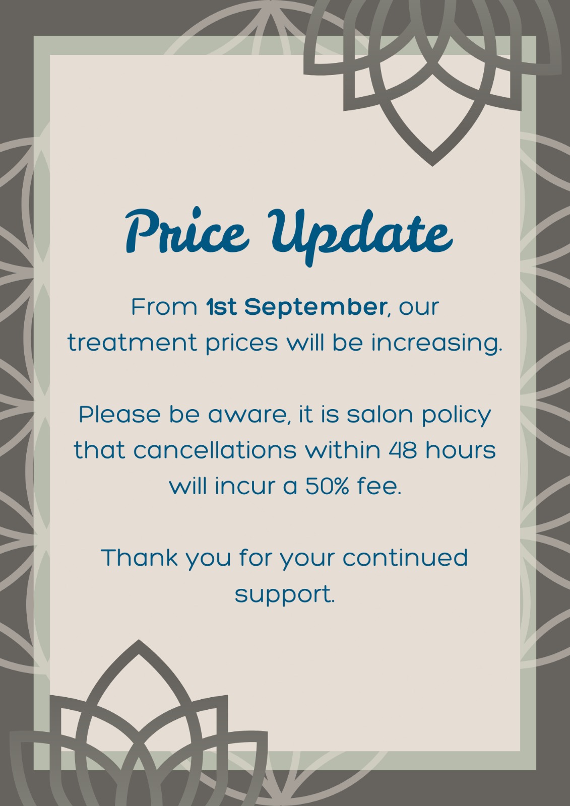 September price update
